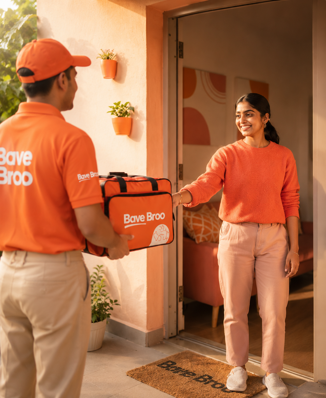 Yumzy community delivery partner handing over an order